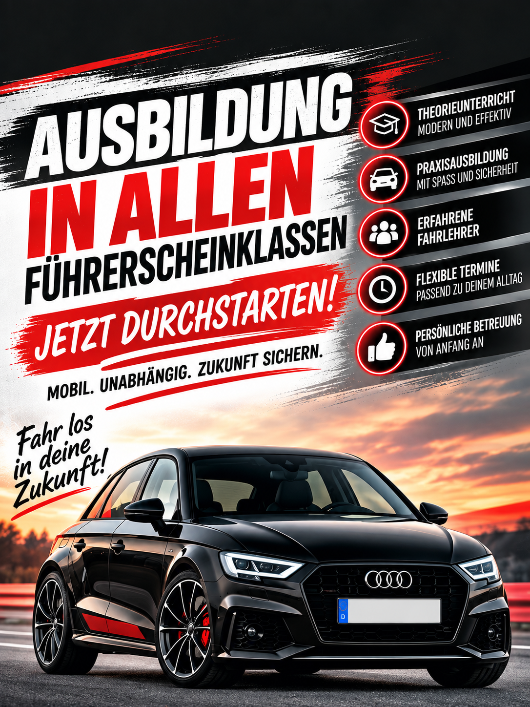 Eingangsplakat der Fahrschule Sieke